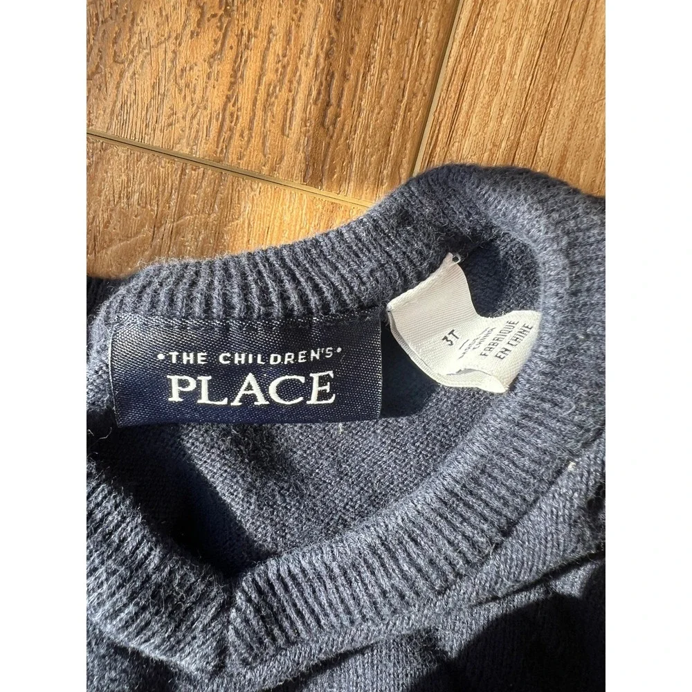 The Childrens Place Sweater Vest 3T Navy Gray 2 Pack Set Lot Cotton V-Neck Knit